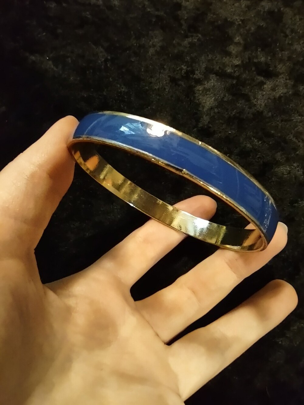 Blue Gold-Tone Enamel Bangle Bracelet